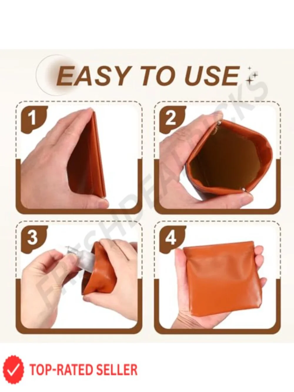 Squeeze Coin Purse Pouch Mini Leather Change Purse Self Closing Makeup Bag